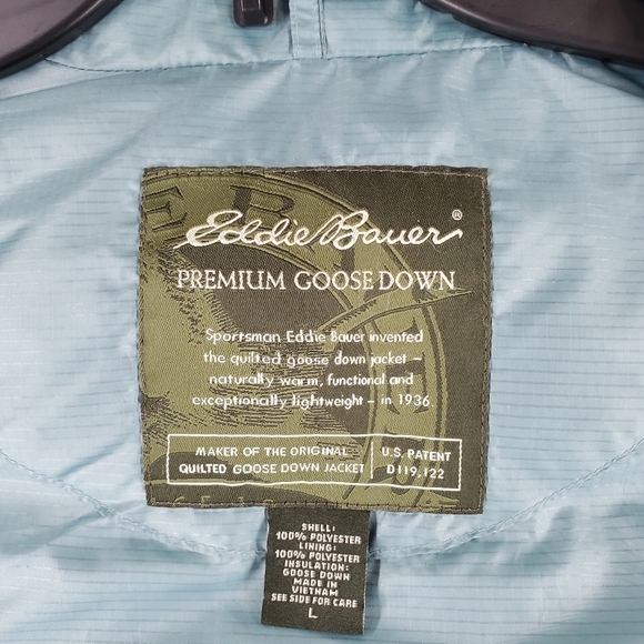 Eddie Bauer Goose Down Puffer Vest Womens L Full Zip Black Lightweight Gorpcore - Picture 3 of 15
